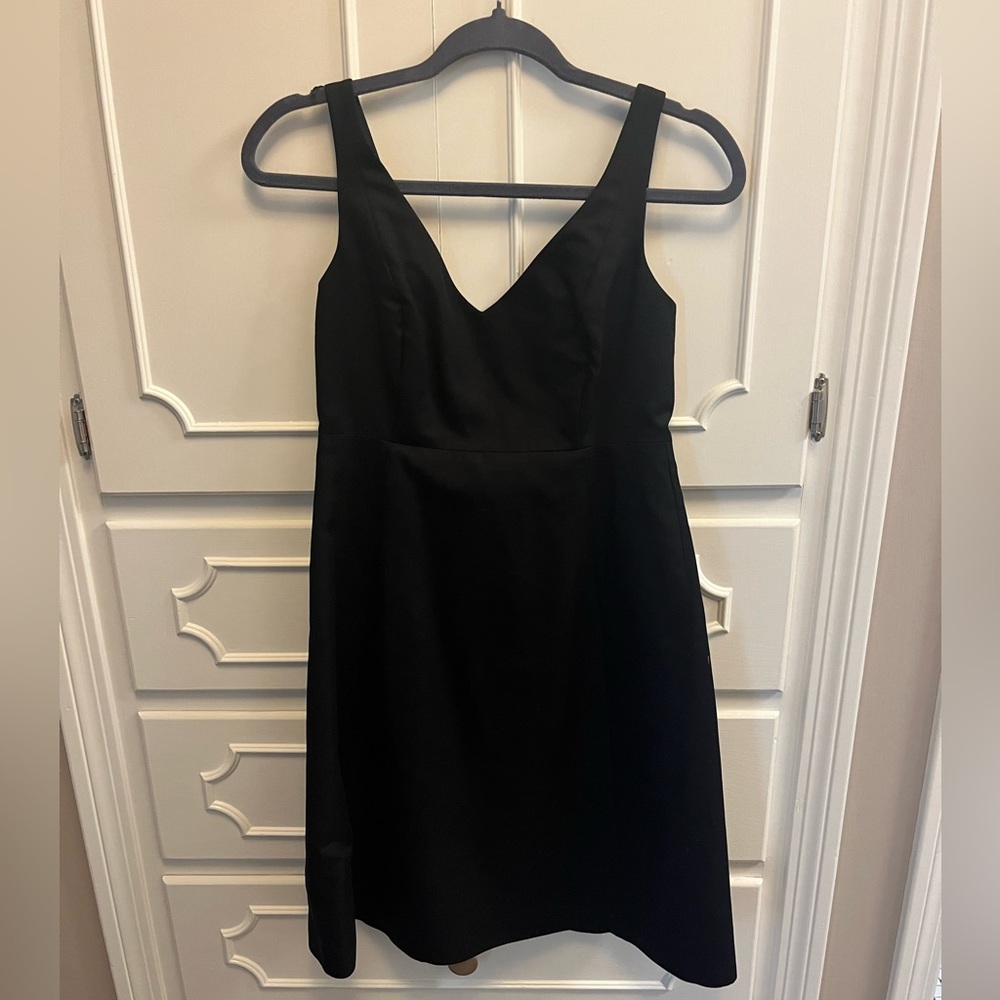 Jcrew black v-neck dress with black fabric tie